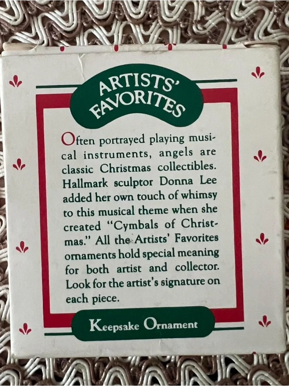 Hallmark Keepsake Ornament 1988 Cymbals of Christmas Artists Favorites Donna Lee
